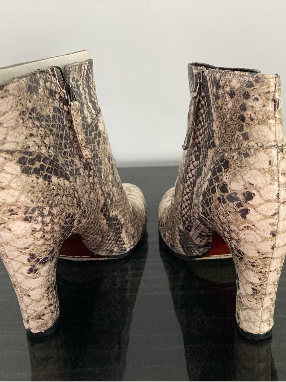 Sam Edelman Snakeskin-Print Ankle Boots in Taupe and Beige